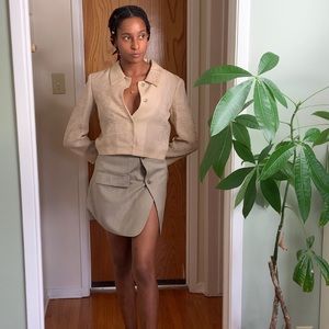 Genny Embossed Floral Top Beige Nude